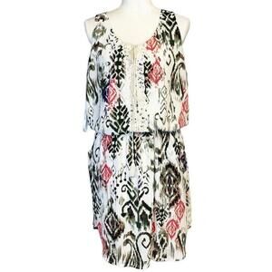 Bisou‎ Bisou Dress Sleeveless Blouson Tribal Print Elastic Waist Casual Size 12